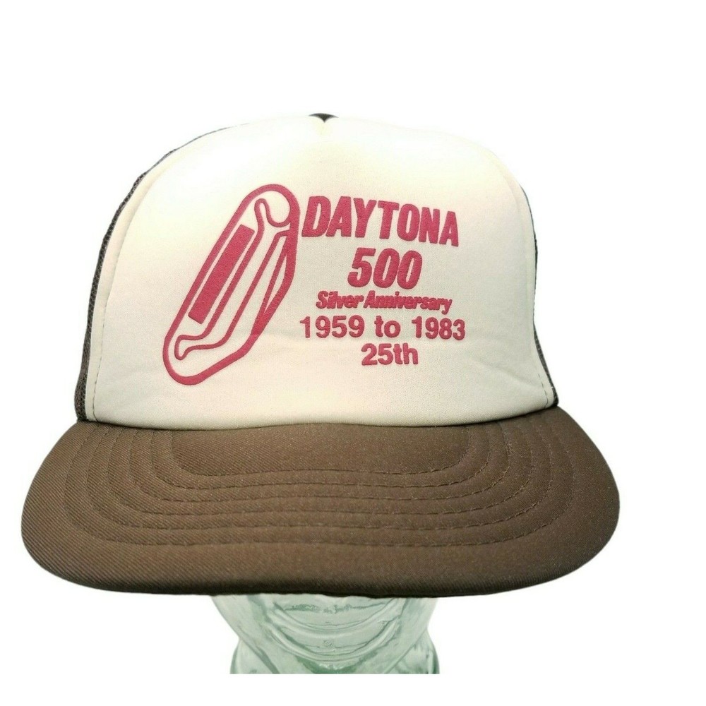 VTG Daytona 500 Winston Cup Trucker Snapback 1959-1983 Silver Anniv Mesh Hat Cap